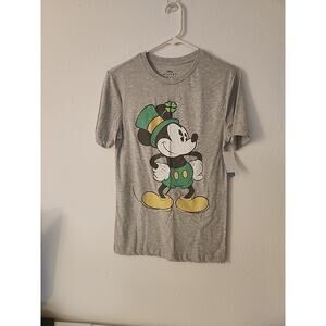Disney Mickey Mouse Shirt Mens Large Gray St Patricks Day Shamrock Graphic